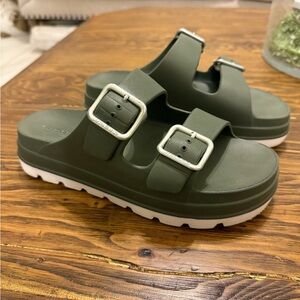 J Slides NYC Simply Platform Army Green Slides